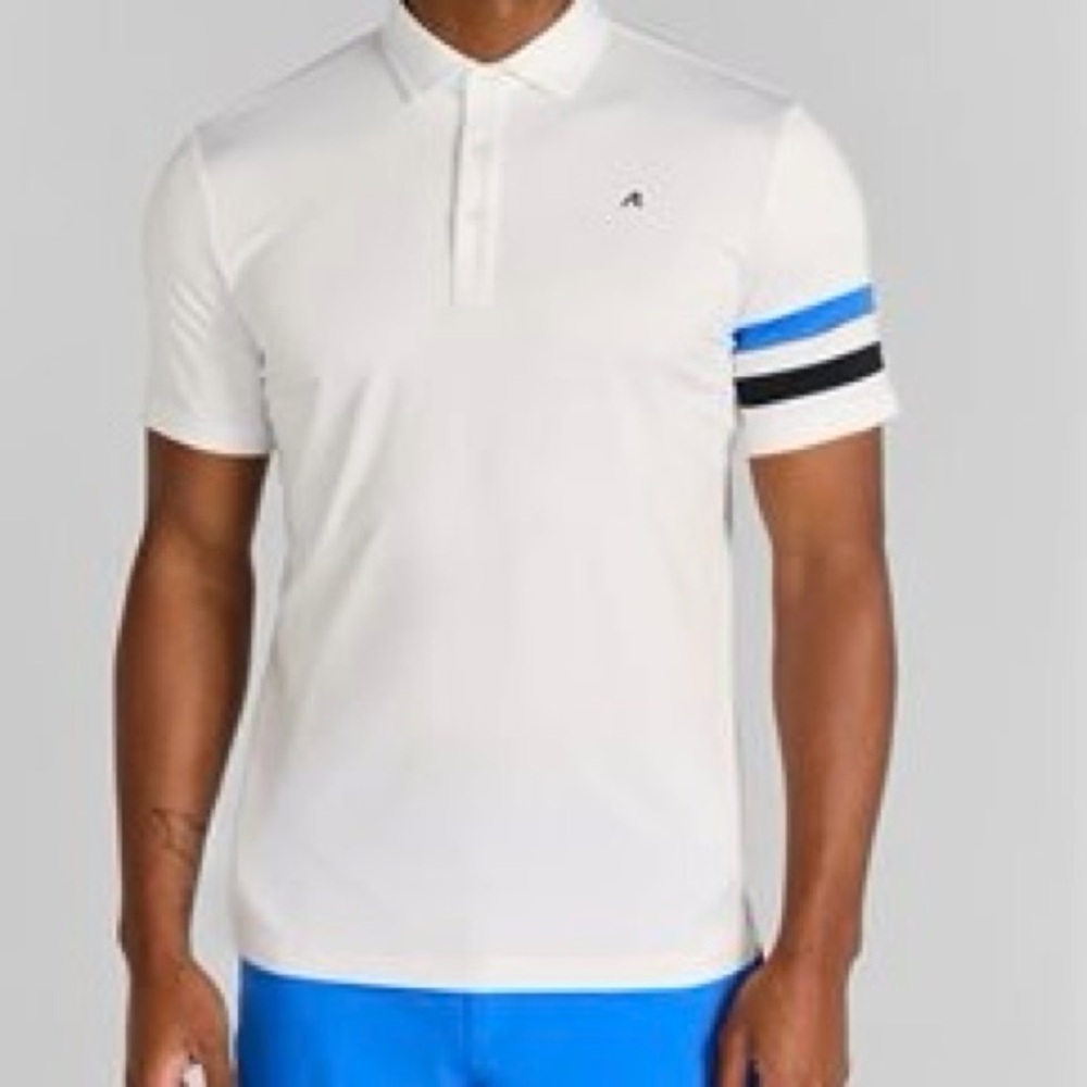NWT Redvanly Men’s XL Heyward Golf Polo Bright White Blue Stripe‎ $110 Retail